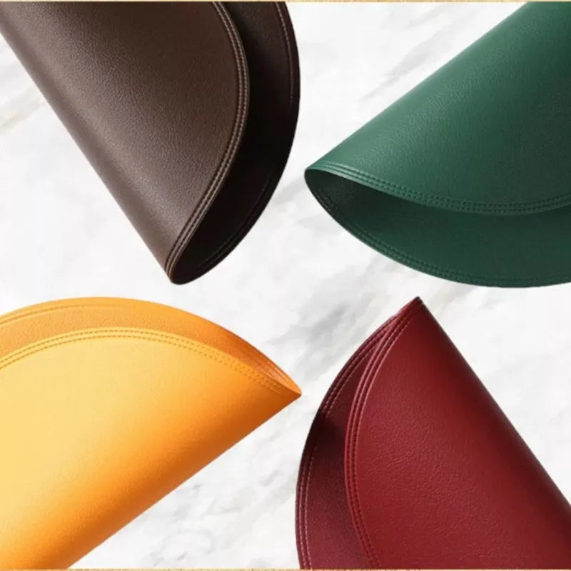 Round Leather Placemat Set