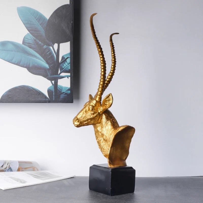 Golden Antelope Head Statue