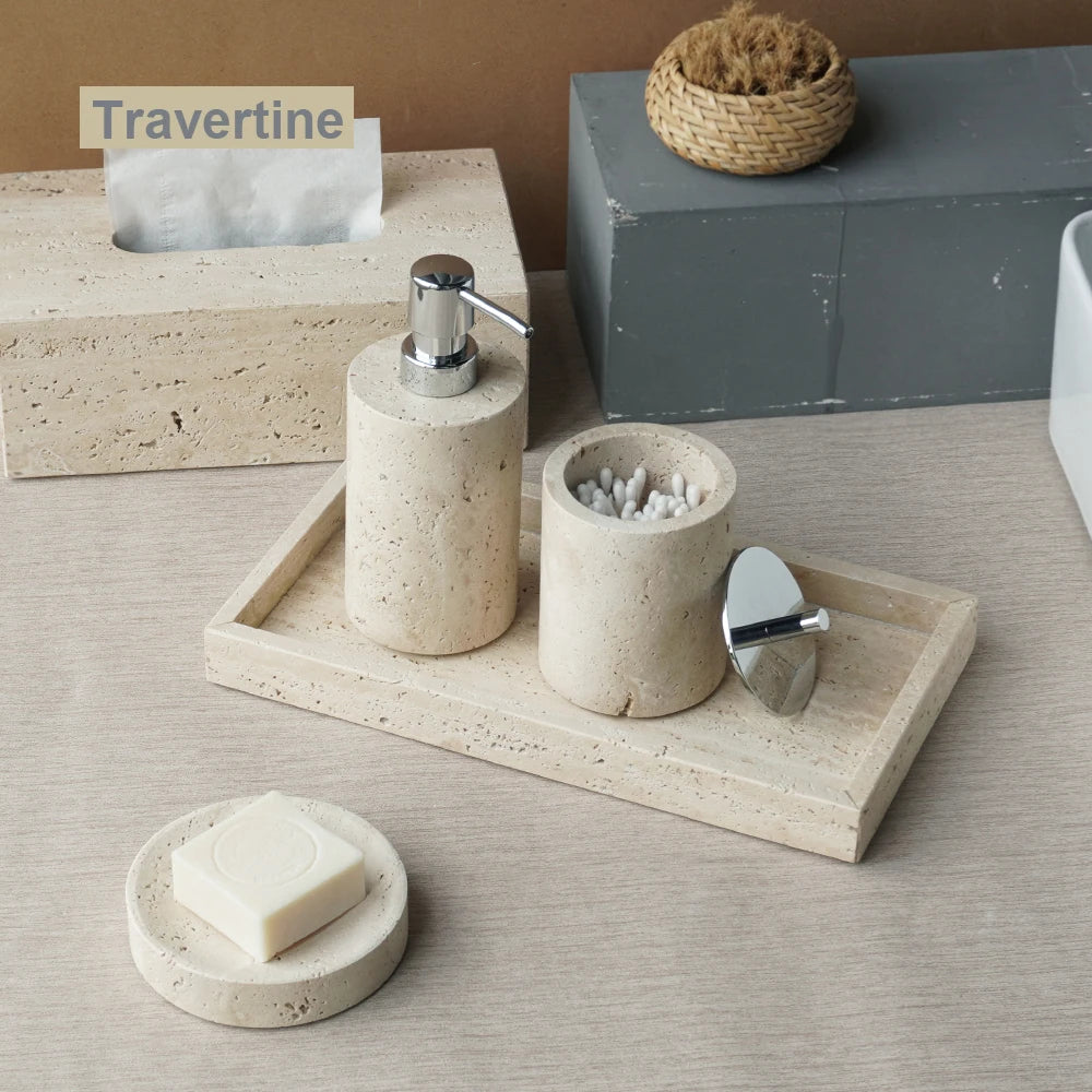 Beige Travertine Vanity Set