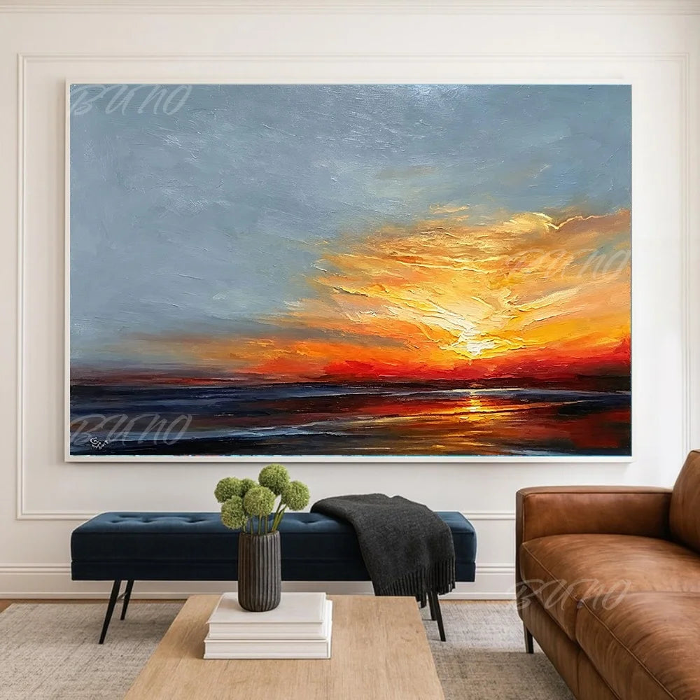 Gold Textured Seascape Art