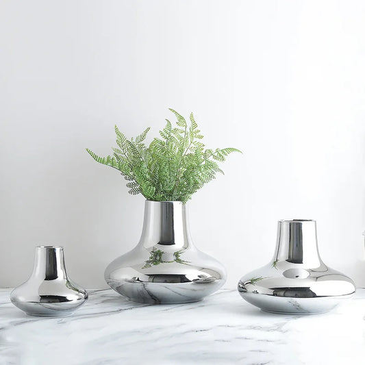 Silver Cone Ceramic Vase