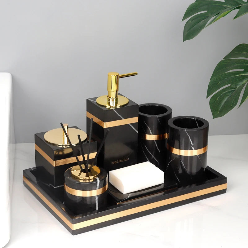 Nero Marquina Natural Marble Bathroom Set