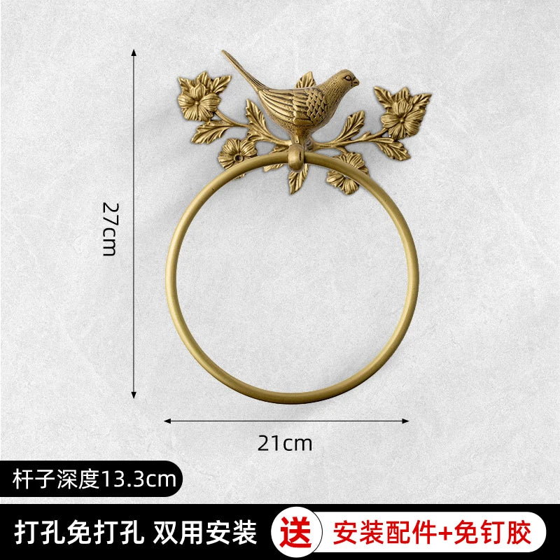 Retro Brass Bird Towel Ring