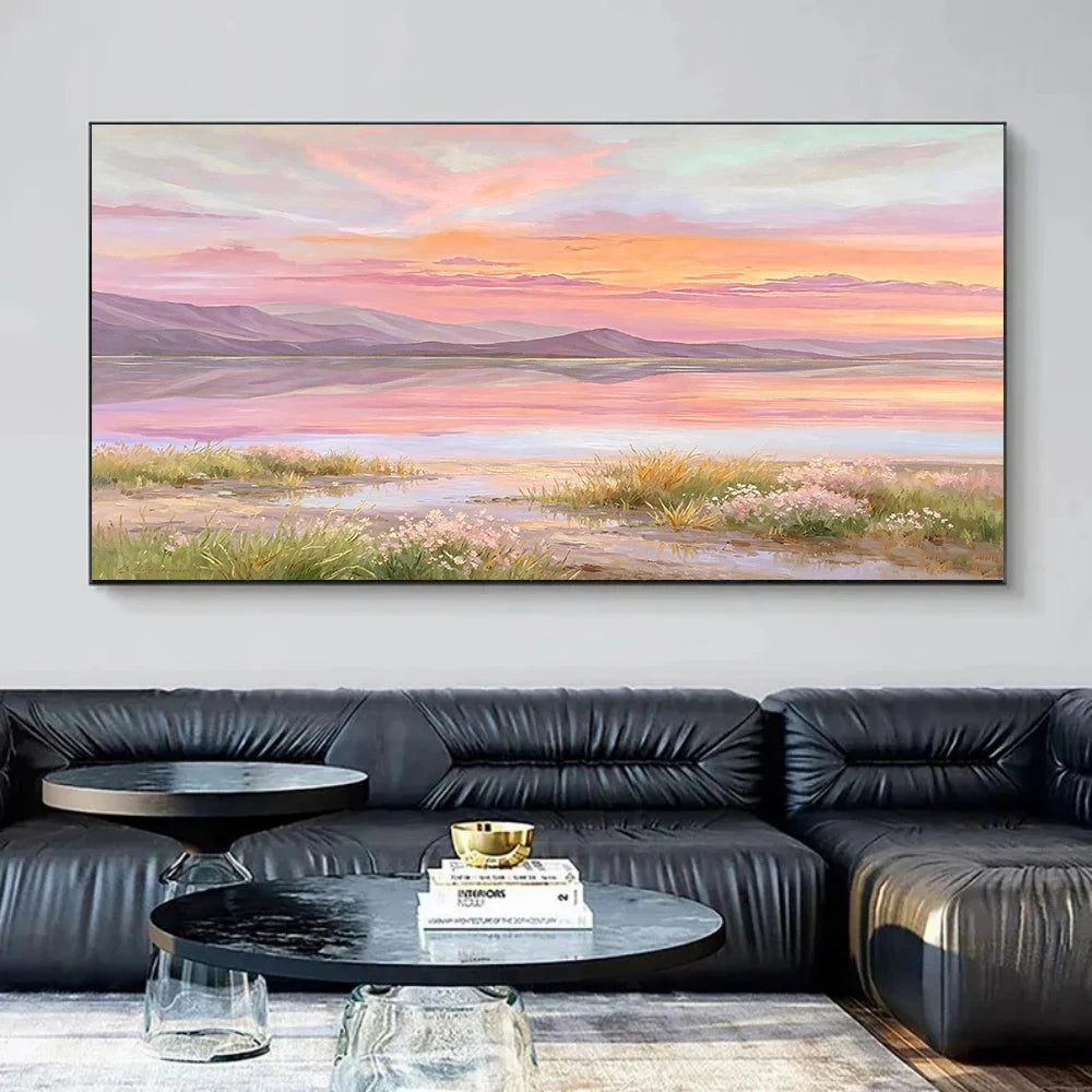 Pastel Sunset Lake Painting