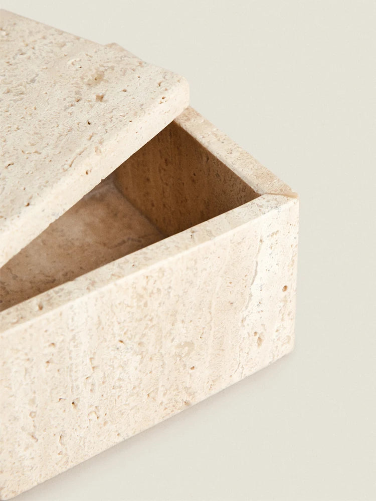 Travertine Storage Container for Jewelry