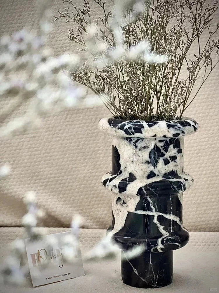 Noir Grand Antique Marble Vase
