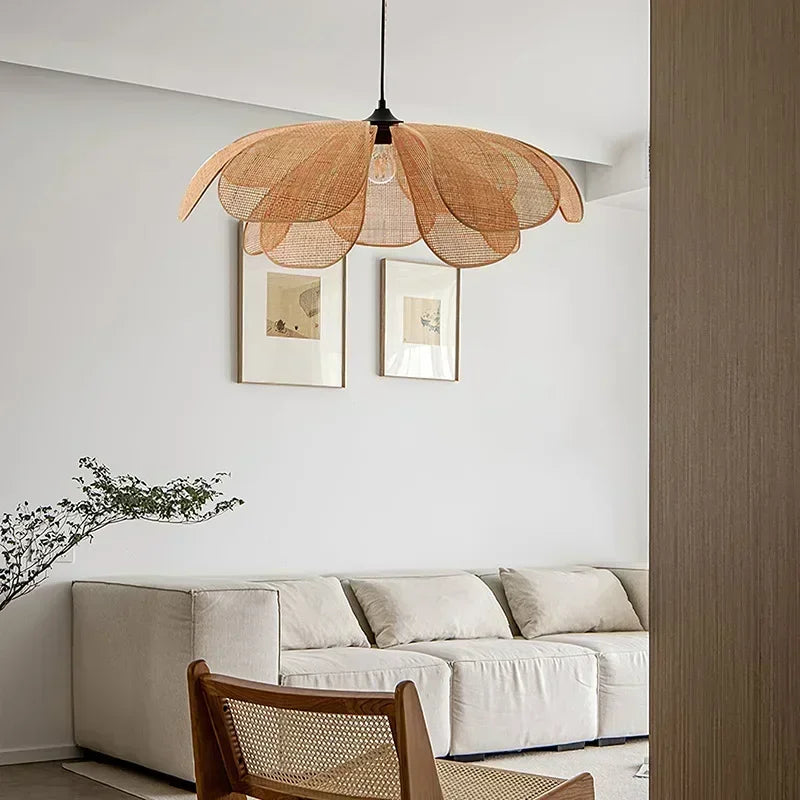 Rattan Woven Petal Pendant Lamp