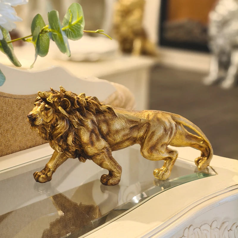 Golden Lion Statue Resin Animal