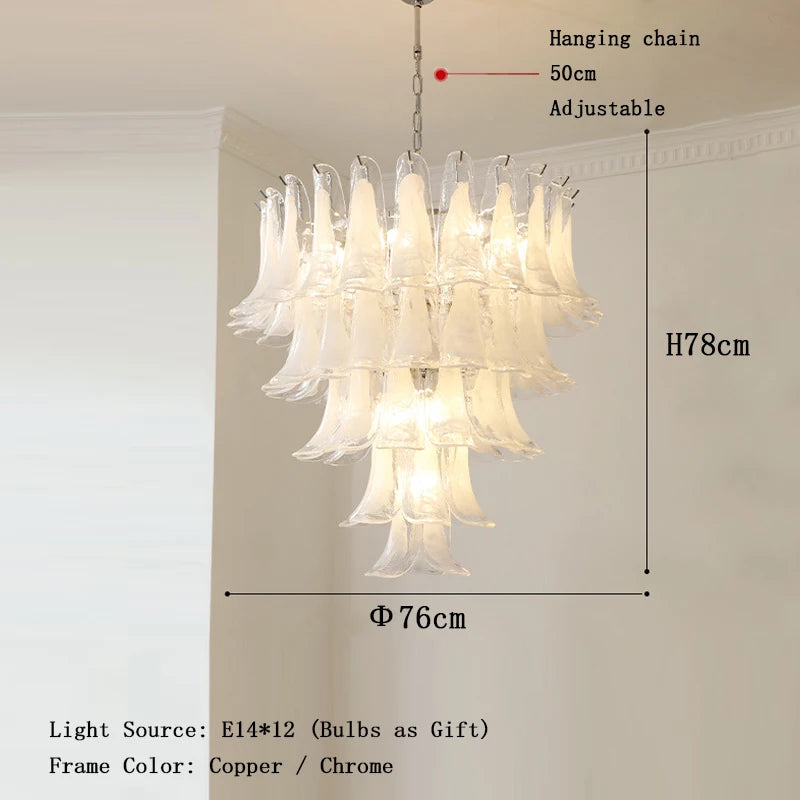 White Petal Glass Chandelier