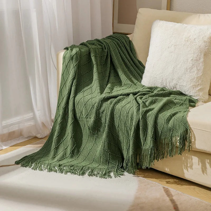 Army Green Knitted Throw