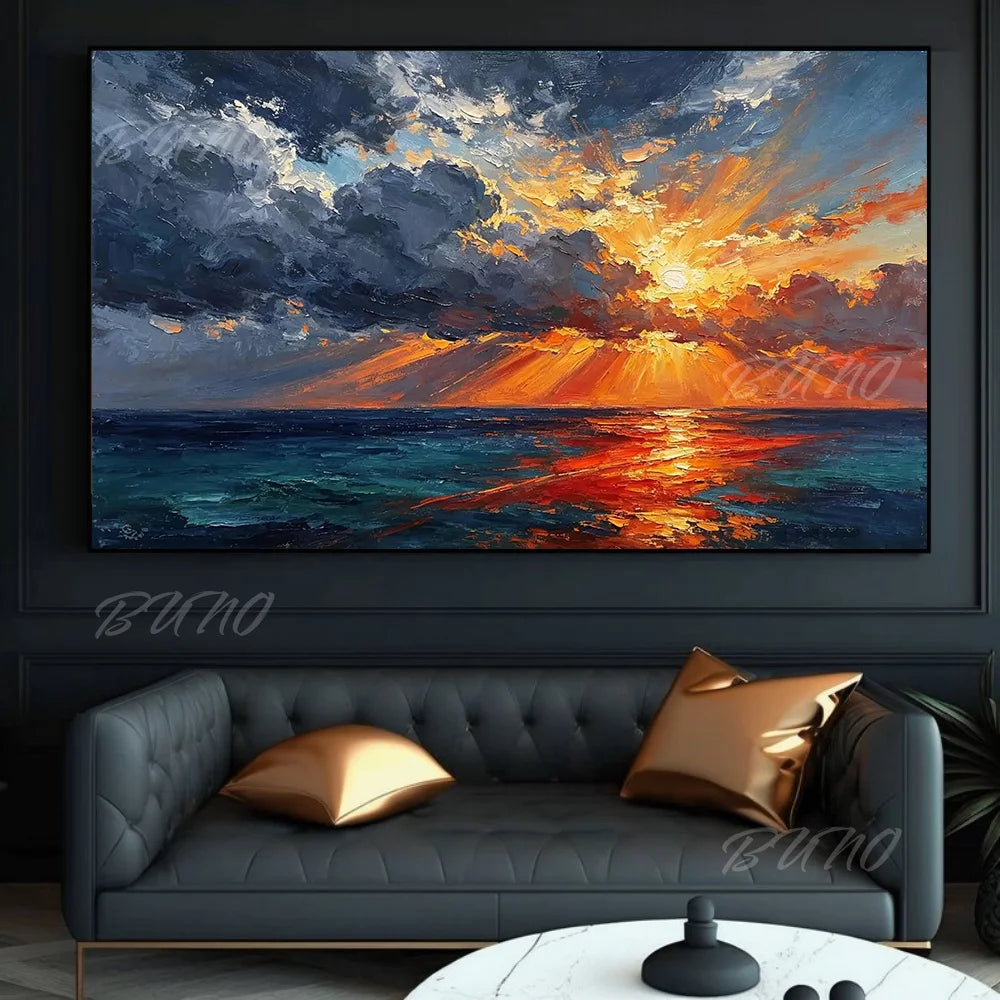 Gold Textured Seascape Art