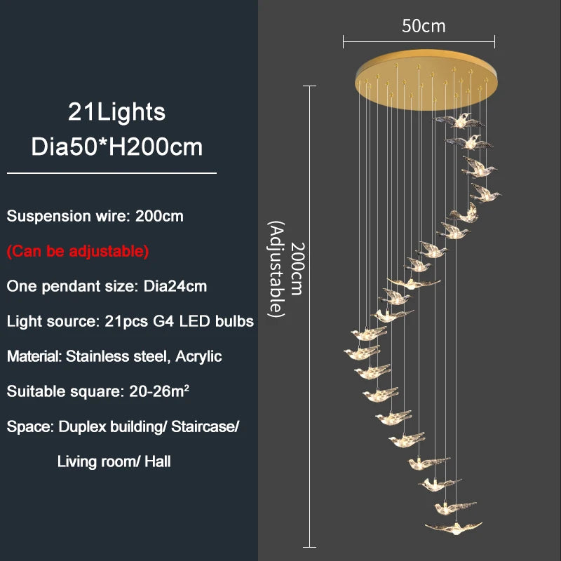 Bird Design LED Chandelier