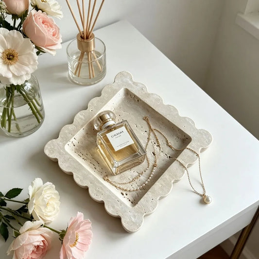 Flower-Shaped Limestone Tray