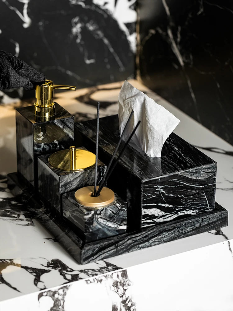 Tree Black Marble Bath Set