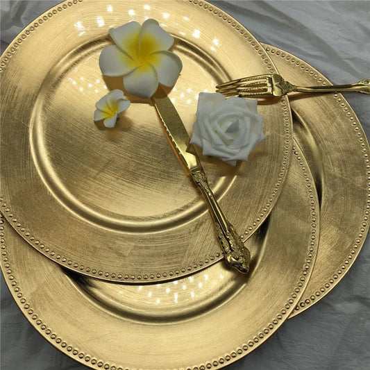 Dinner Gold Plastic Beaded Charger