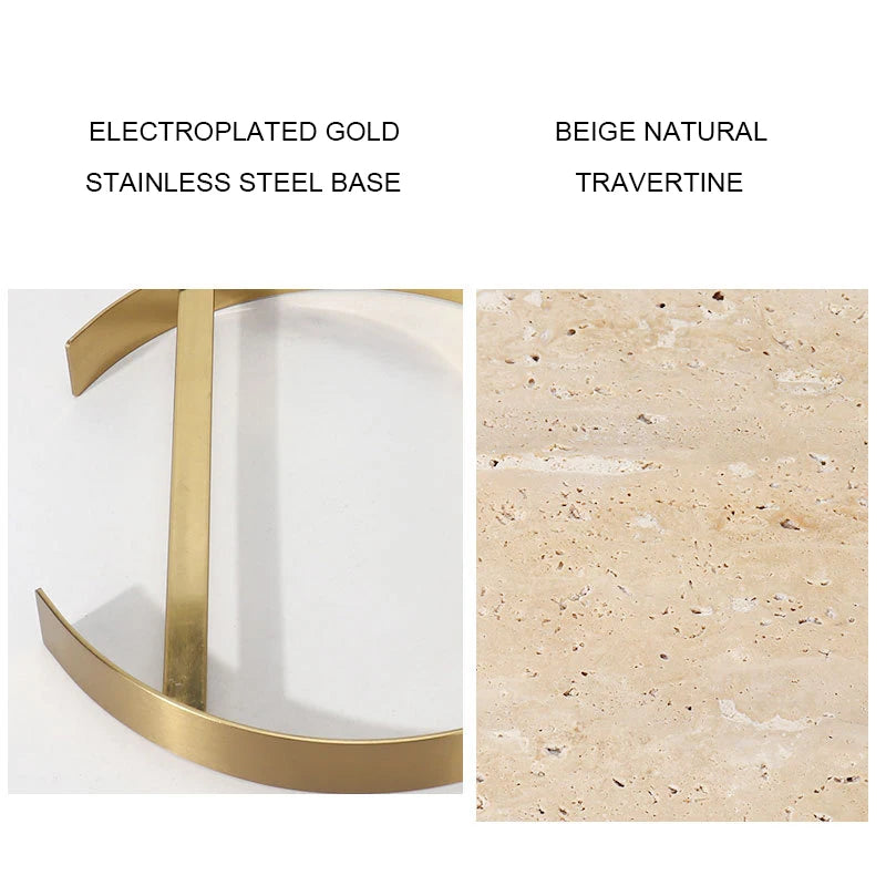 Round Beige Brown Travertine Plate