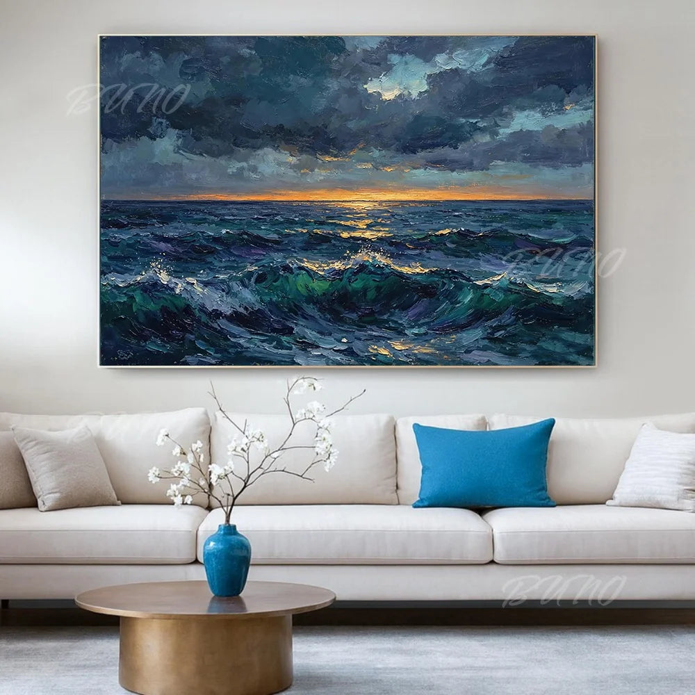Gold Textured Seascape Art
