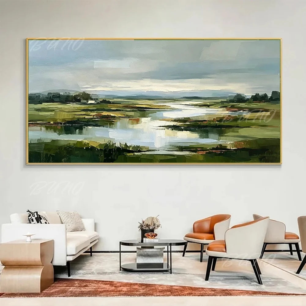 Green Wetland River Art