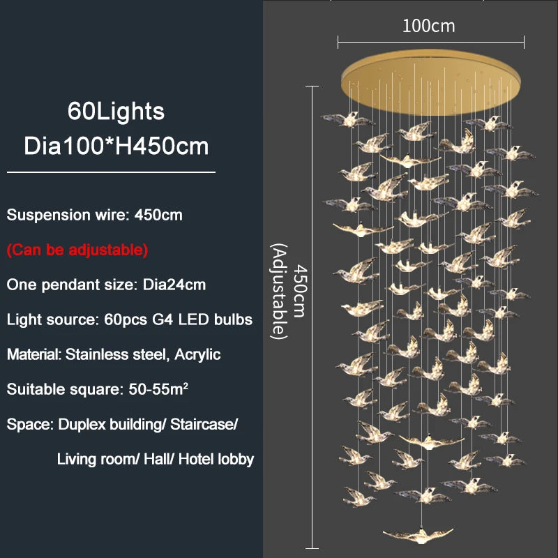 Bird Design LED Chandelier