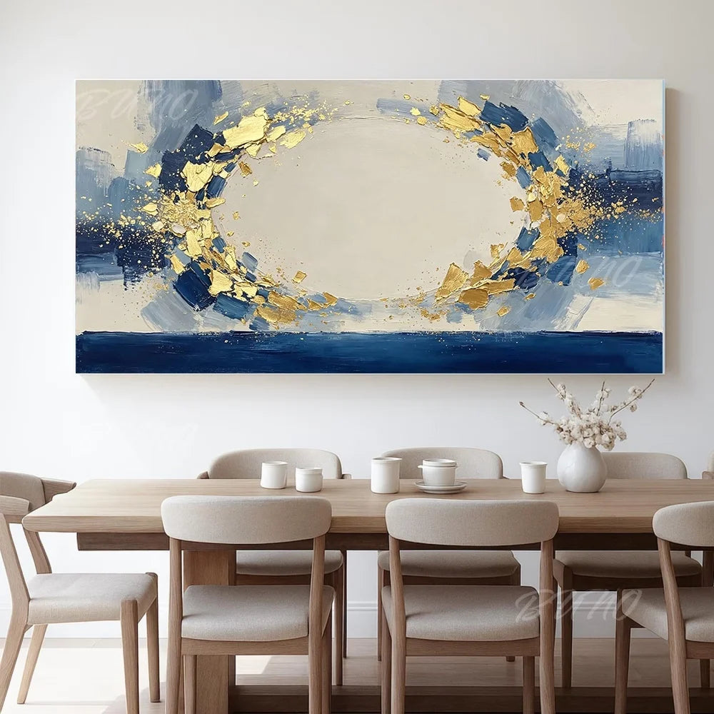 Blue Gold Foil Painting