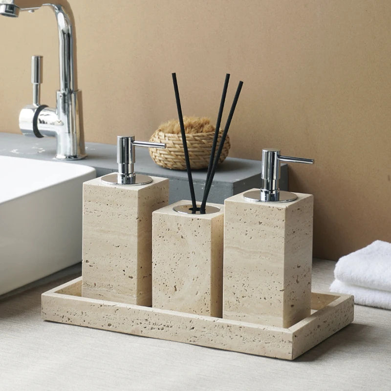 Travertine Vanity Accessories Set