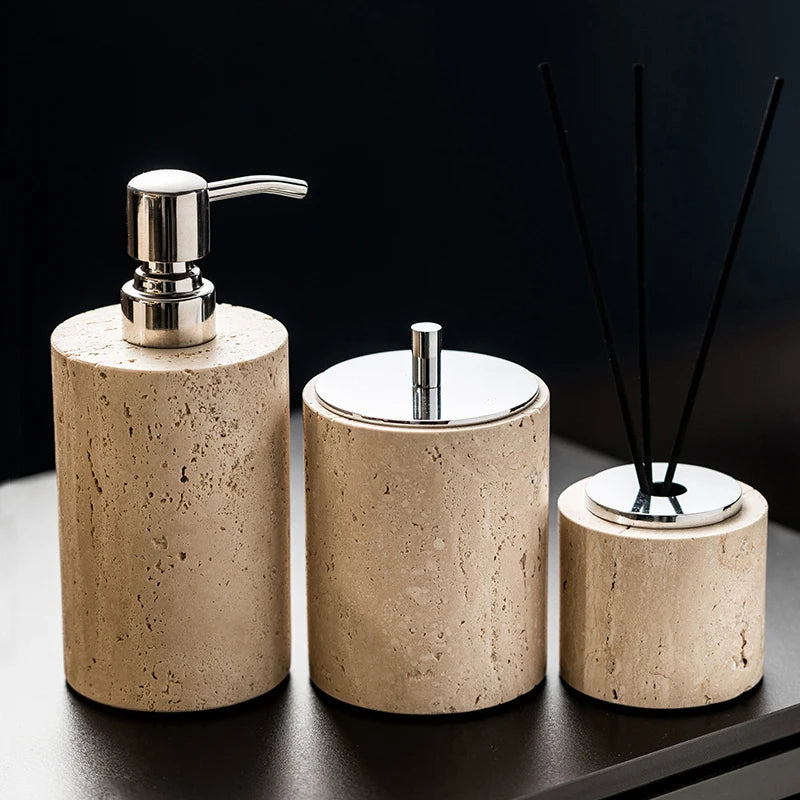 Beige Travertine Bathroom Set Natural