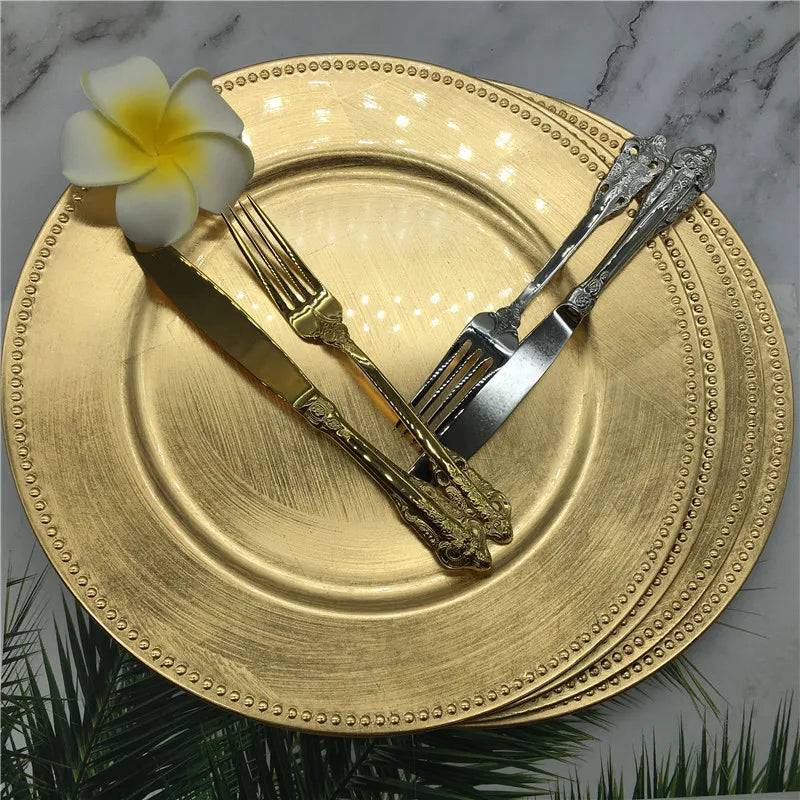 Dinner Gold Plastic Beaded Charger