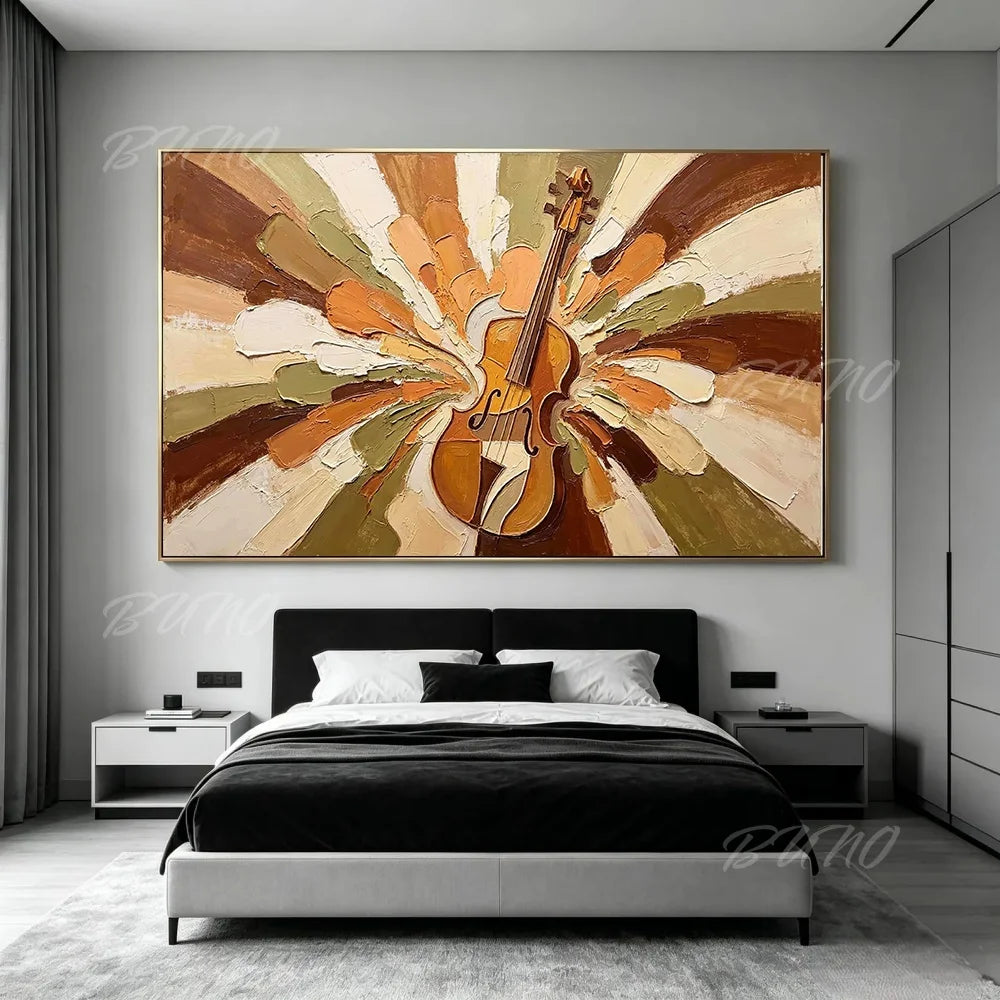 Cubist Violin Earth Tone Art