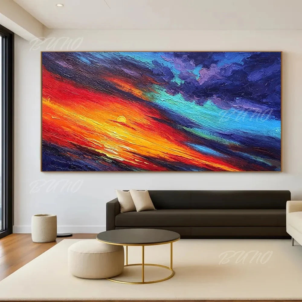 Sea Sunset Impasto Painting