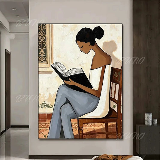 Bohemian Reading Lady Painting