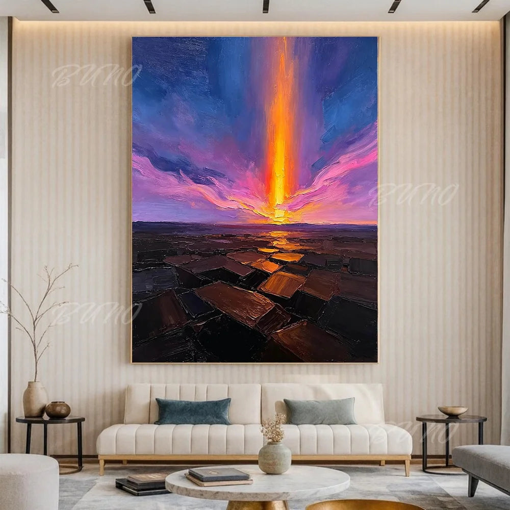 Impasto Sunset Seascape Painting