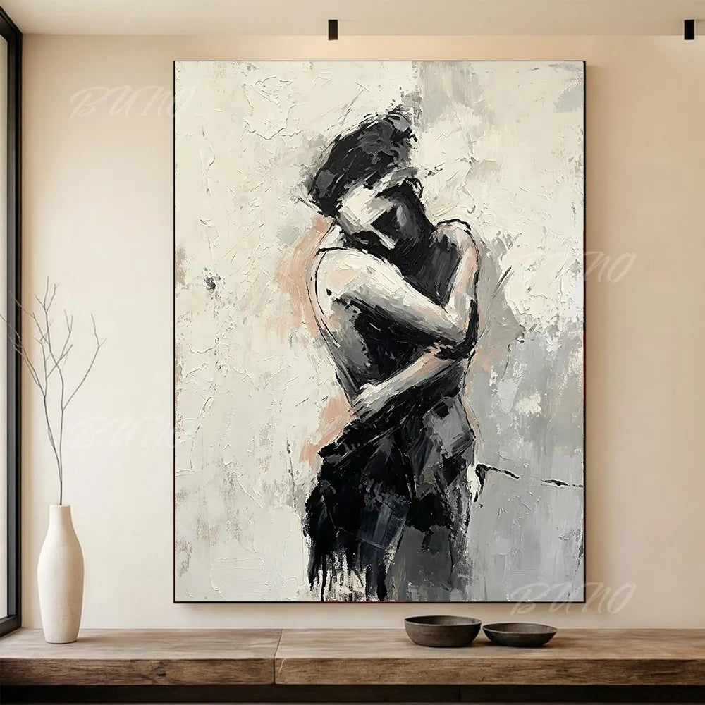 Black White Lovers Painting