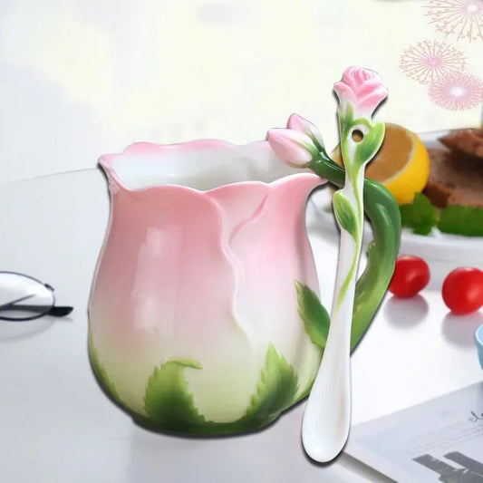 Pink Ceramic Coffee Cup European