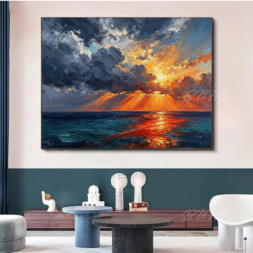 Gold Textured Seascape Art