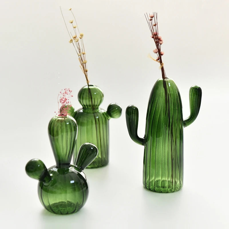 Cactus Shaped Glass Vase