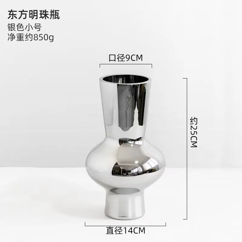 Silver Cone Ceramic Vase