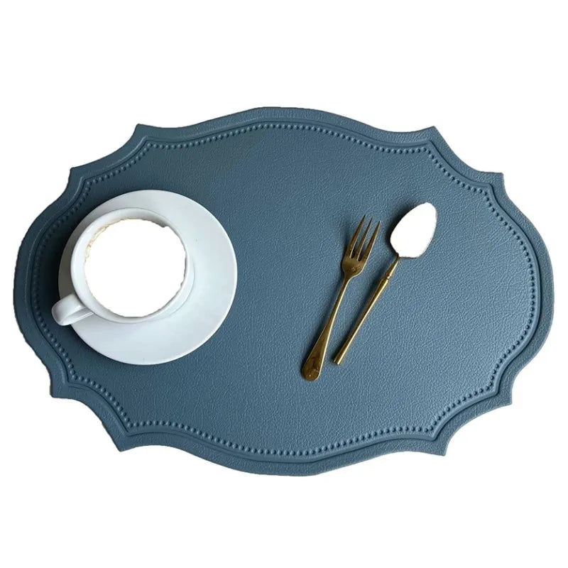Red Oval Leather Placemats