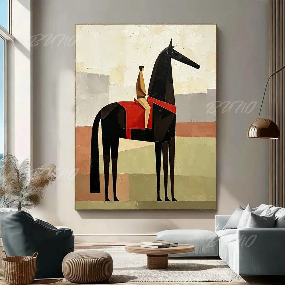 Cubist Horse Rider Art