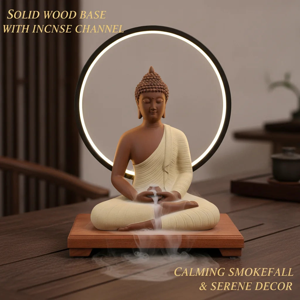 LED Halo Buddha Statue