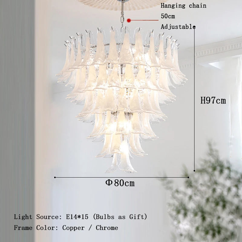 White Petal Glass Chandelier