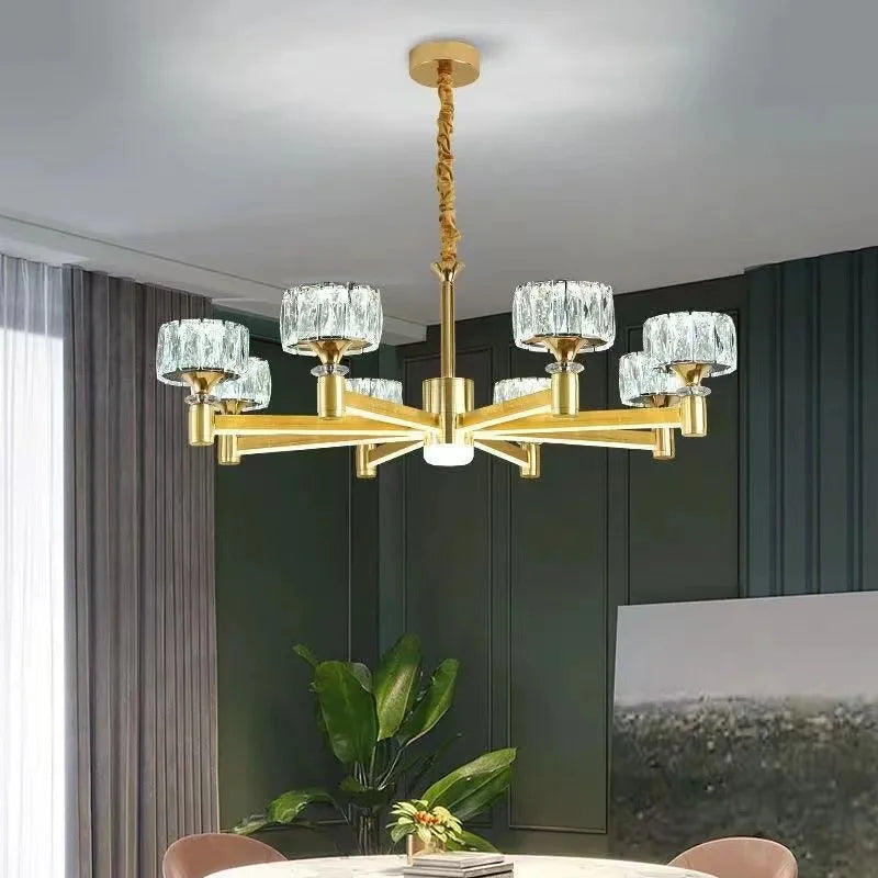 Gold and Black Crystal Chandelier