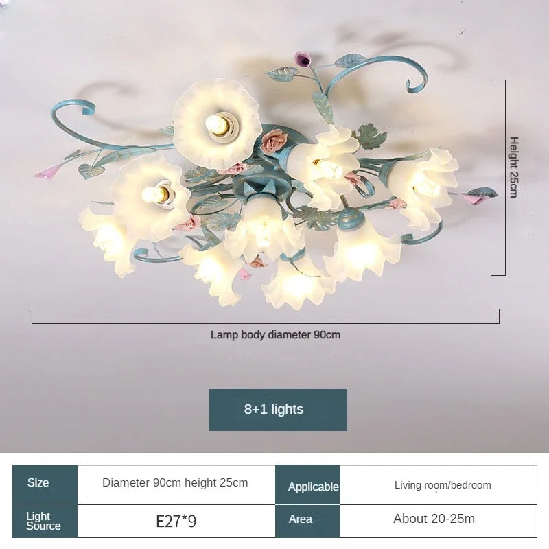 Glass Rose Ceiling Lamp