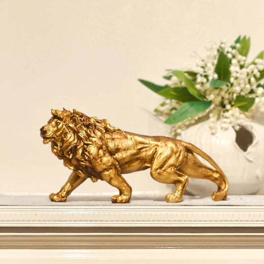 Golden Lion Statue Resin Animal