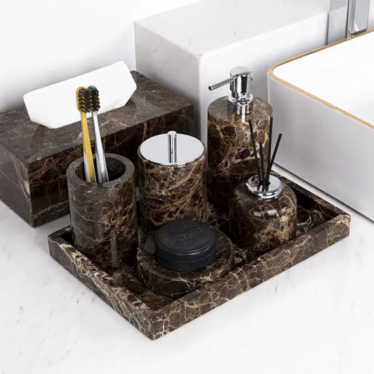 Marble Bath Accessories Set