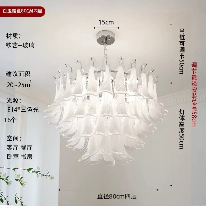 White Petal Glass Chandelier