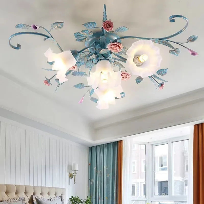Glass Rose Ceiling Lamp