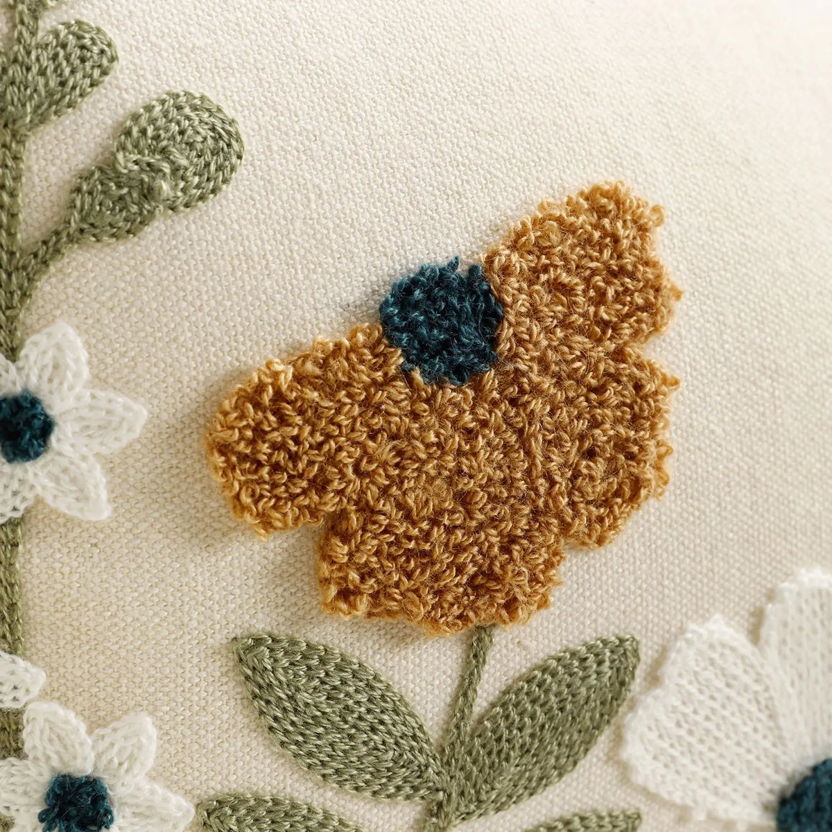 Floral Embroidered Cushion Cover