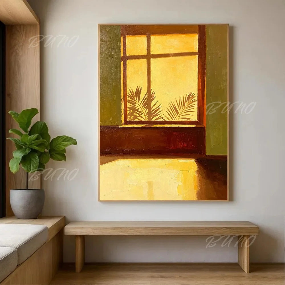 Sunlit Palm Leaf Painting