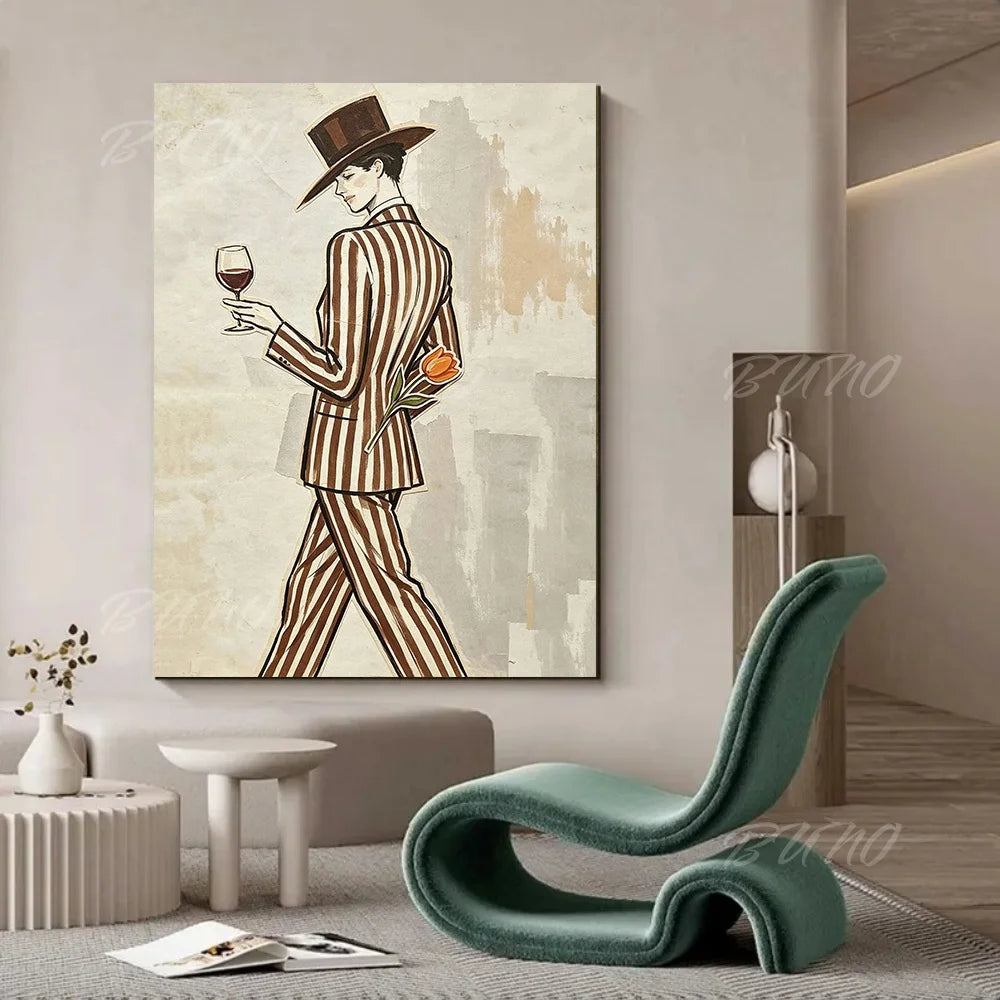 Wine Lady Tulip Painting