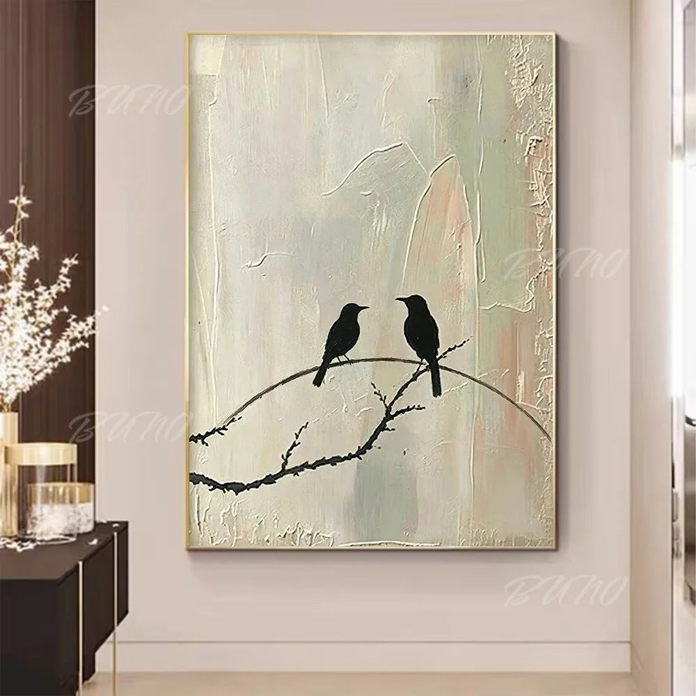 Wabi Sabi Birds Tree Art
